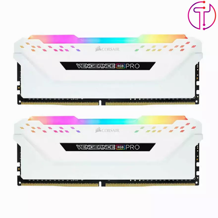 رم کورسیر VENGEANCE RGB PRO White 32GB 16GBx2 3200MHz CL16