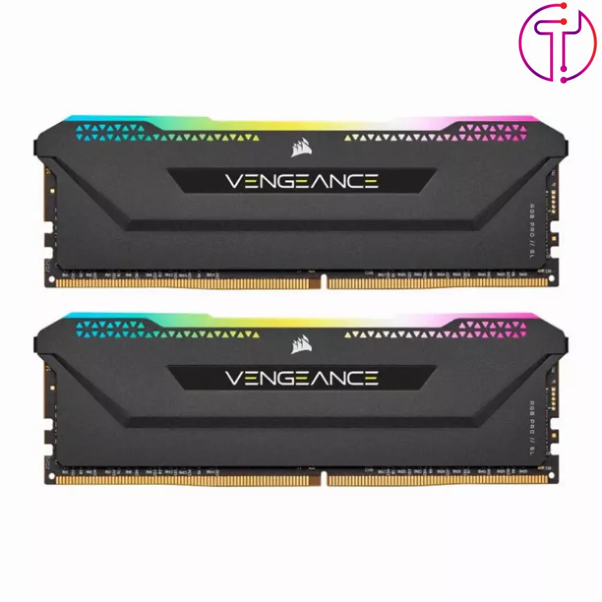 رم کورسیر VENGEANCE RGB PRO SL Black 32GB 16GBx2 3200MHz CL16