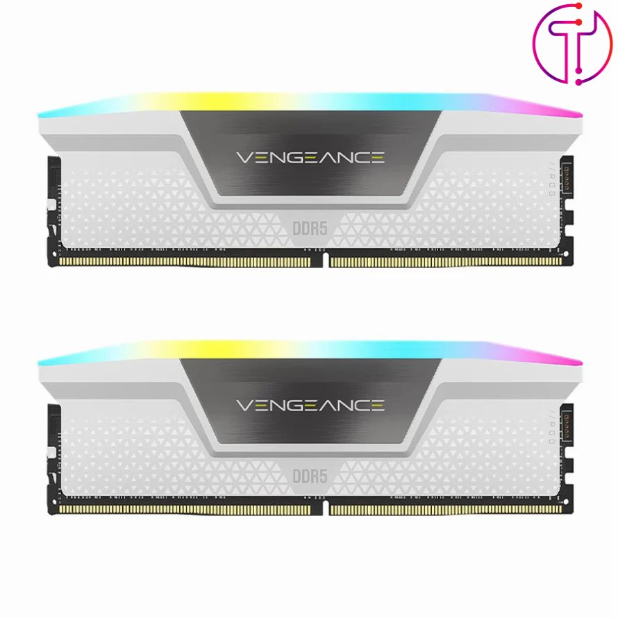 رم کورسیر VENGEANCE RGB White 64GB 32GBx2 5200MHz Cl40 DDR5