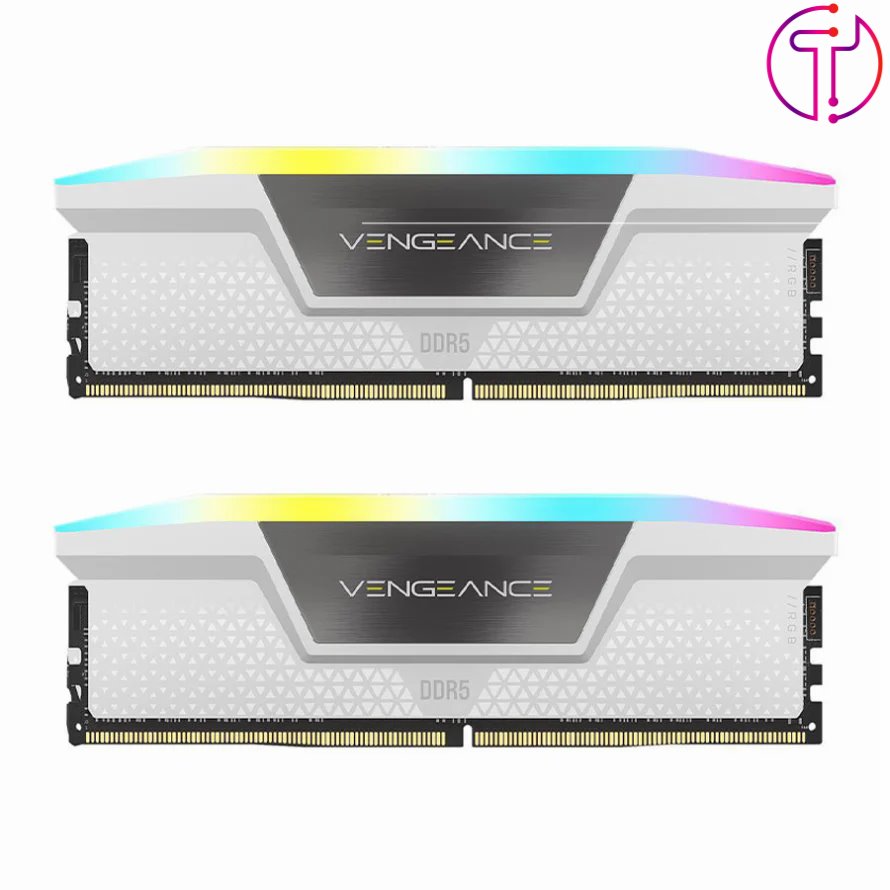 رم کورسیر VENGEANCE RGB White 64GB 32GBx2 6000MHz Cl40 DDR5