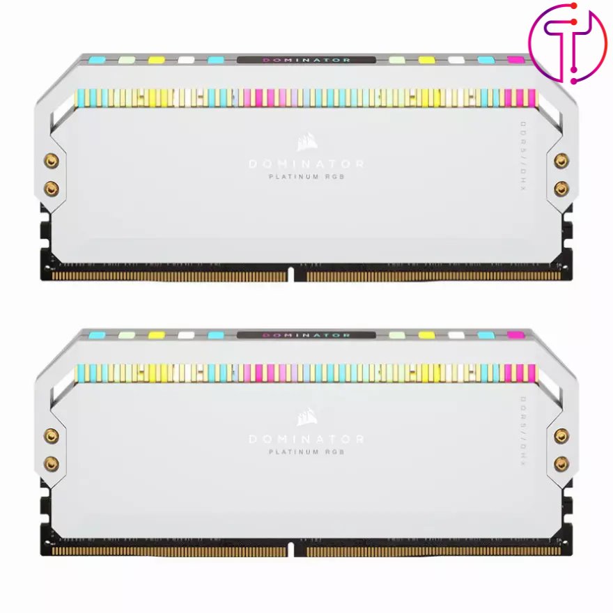 رم کورسیر DOMINATOR PLATINUM RGB White 64GB 32GBx2 5200MHz CL40 DDR5