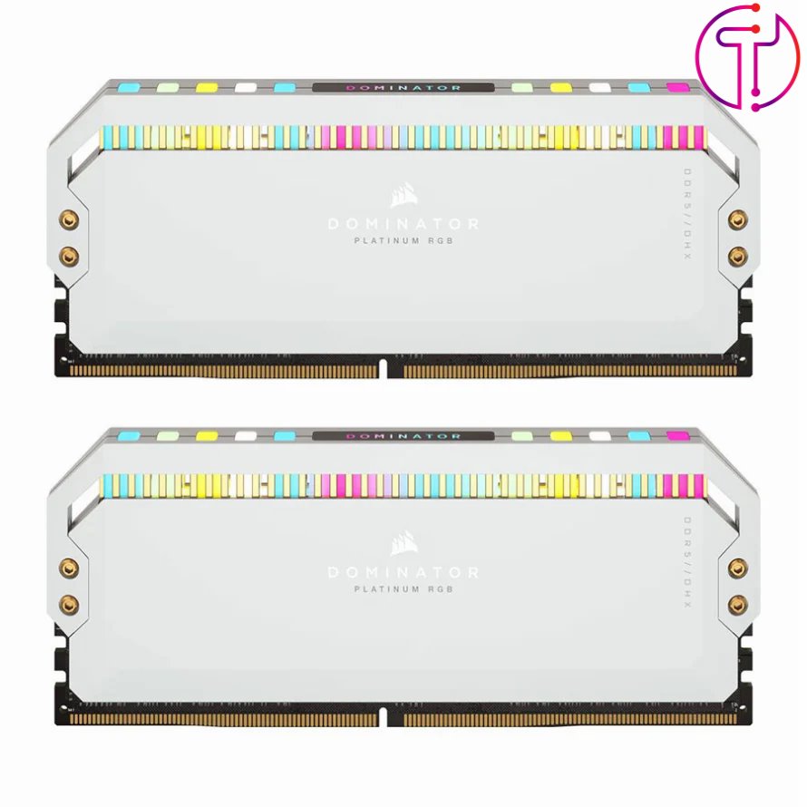 رم کورسیر DOMINATOR PLATINUM RGB White 64GB 32GBx2 5600MHz Cl40 DDR5